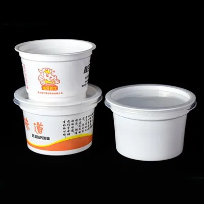 Cangkir Sup Bubur Putih Sekali Pakai Dengan Tutup